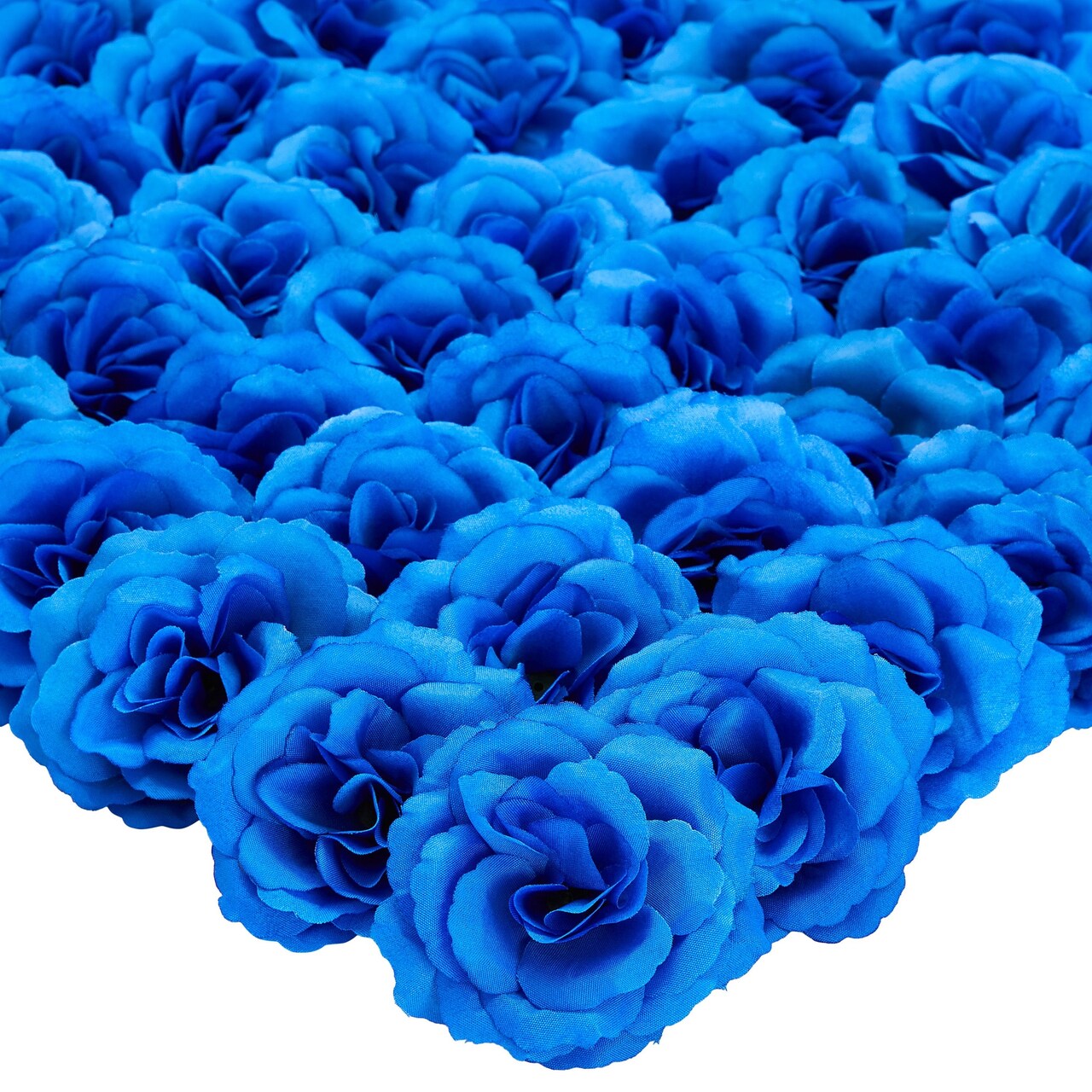 50 Pack Royal Blue Roses Artificial Flowers Bulk, 3 Inch Stemless Fake Silk Roses for Decorations, Wedding, Faux Bouquets